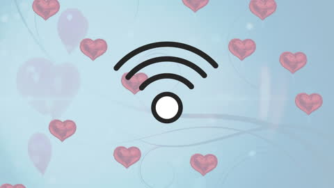 Wifi Love Concept with Hearts and Connectivity Symbol