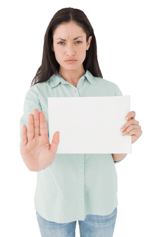 Transparent Image of Woman Raising Hand with Blank Paper - Download Free Stock Videos Pikwizard.com