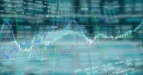 Dynamic financial graphs illustrating stock market data