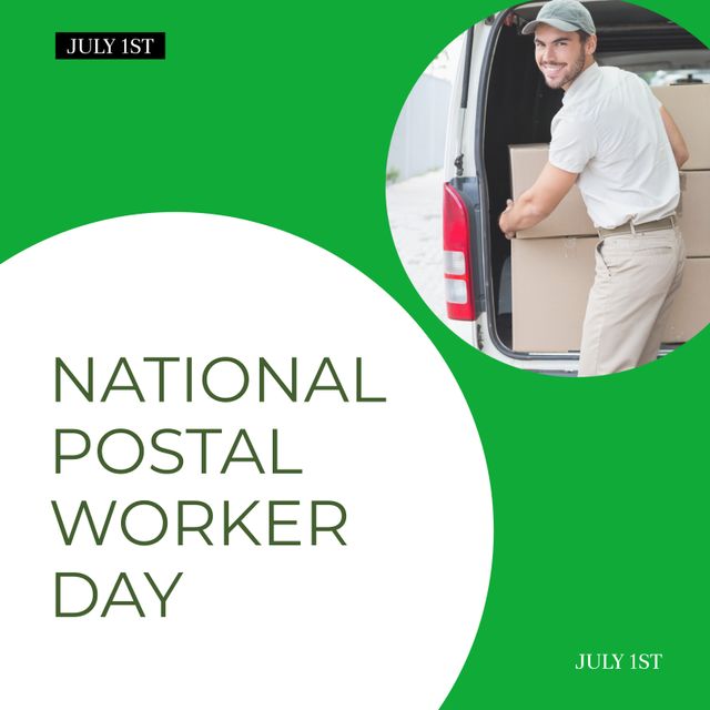 National Postal Worker Day Celebration Concept with Smiling Delivery Man - Download Free Stock Templates Pikwizard.com