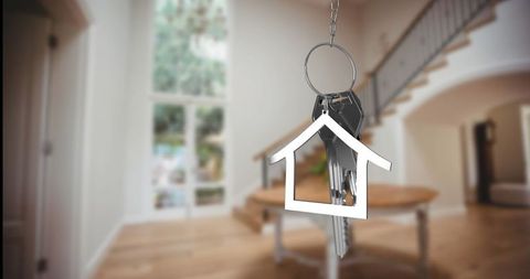 Elegant Keyring with House Keychain in Modern Foyer