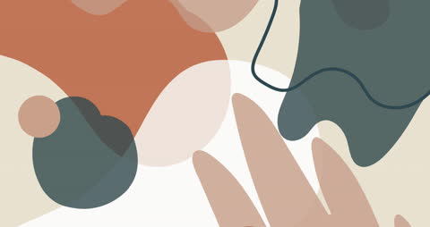 Dynamic Abstract Geometric Shapes on Beige Canvas