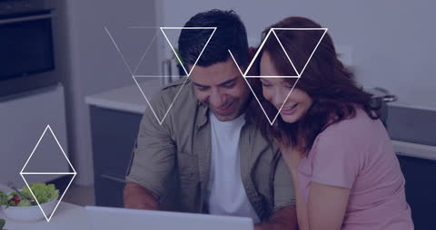 Couple Engaging with Laptop and Unique Digital Animation at Home