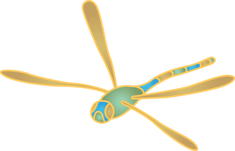 Transparent futuristic insect with golden wings