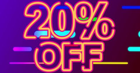 Colorful Neon '20% Off' Sale Advertisement Banner - Download Free Stock Images Pikwizard.com