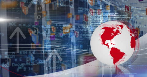 Digital Globe with Data Processing in Server Room