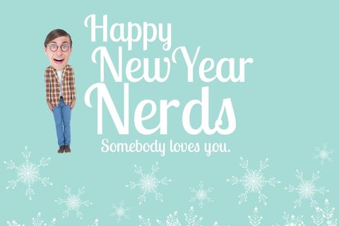 Quirky New Year Greeting for Nerds - Download Free Stock Templates Pikwizard.com