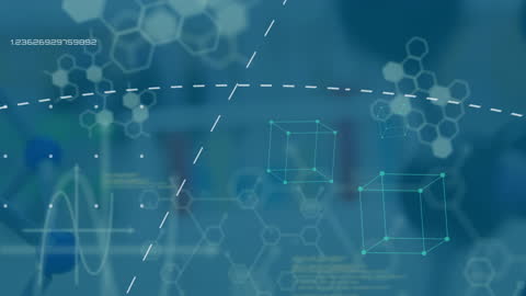 Futuristic Science Interface with Chemical and Data Elements