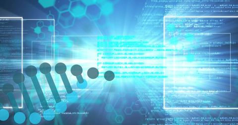 DNA Strand Overlapping Digital Interface Background - Download Free Stock Images Pikwizard.com