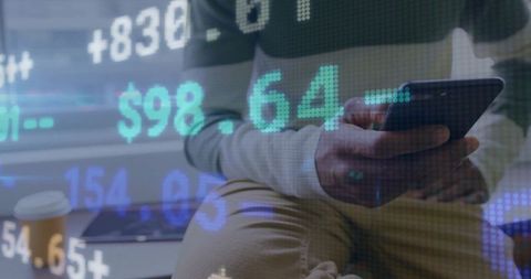 Digital Finance Analytics with Smartphone in Modern Office