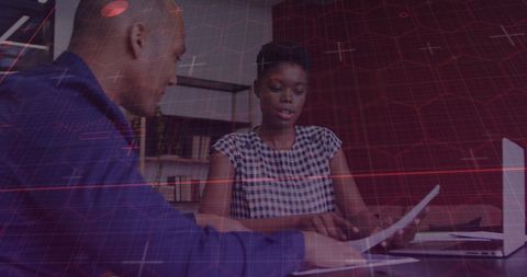 Business Discussion with Financial Data Overlay