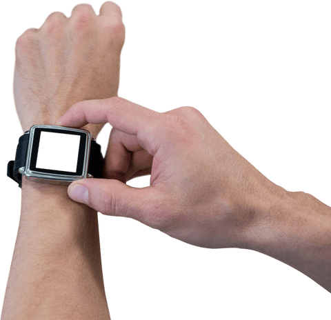 hands interacting with transparent smartwatch display - Download Free Stock Videos Pikwizard.com