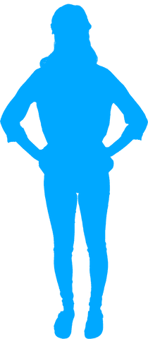 Blue Silhouette of Woman Standing with Hands on Hips Transparent Background