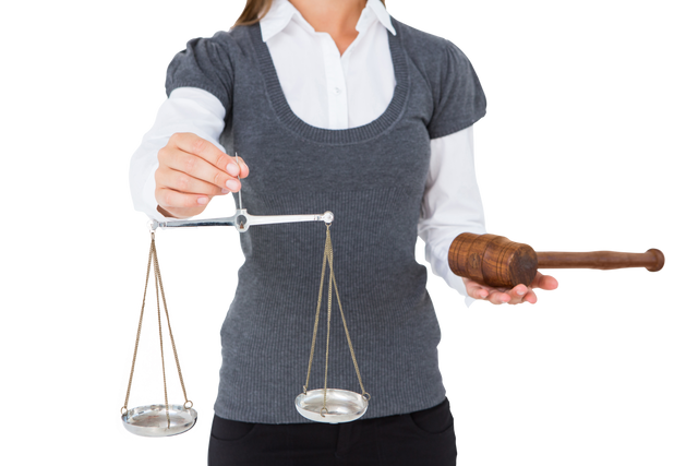 Business woman holding gavel and transparent scales of justice - Download Free Stock Videos Pikwizard.com