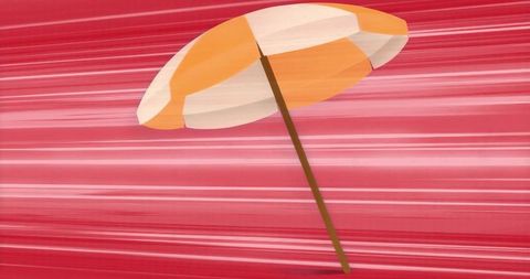 Vibrant Orange Beach Umbrella Against Dynamic Abstract Red