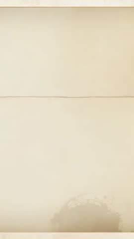 Shifting aged parchment upward revealing top margin, crease and stain in vertical vellum