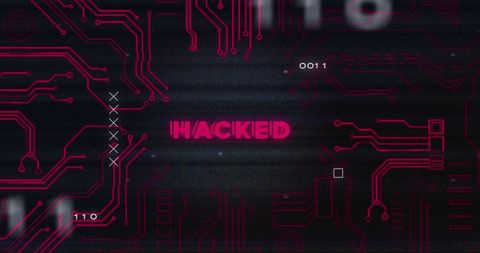 hacked text on digital circuitry background - Download Free Stock Images Pikwizard.com