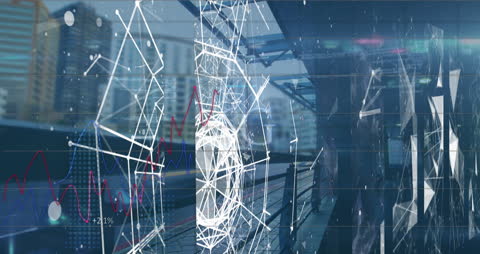 Digital Network and Data Interfaces Over Urban Cityscape