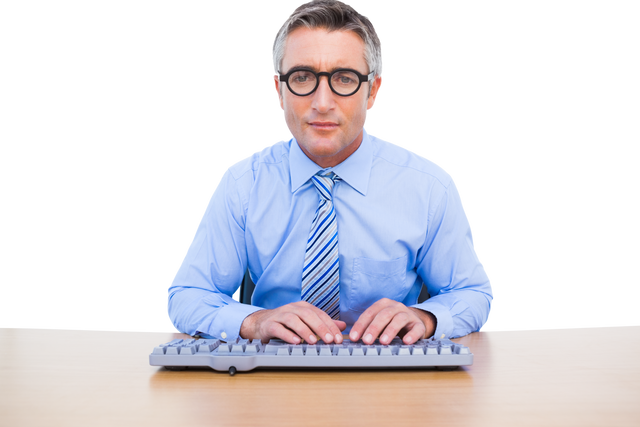 Transparent Image of Confident Businessman Typing on Keyboard - Download Free Stock Videos Pikwizard.com