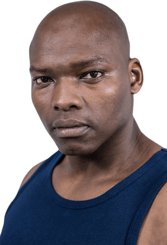 confident bald man wearing blue tank top on transparent background - Download Free Stock Videos Pikwizard.com