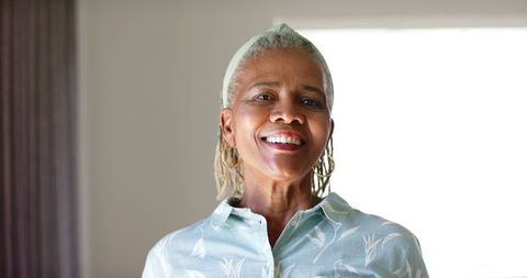 Joyful African American Senior Woman Smiling Indoors