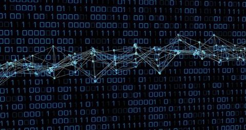 Futuristic digital network with cyber binary code