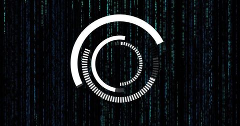 Abstract Digital Interface with Circular HUD Elements