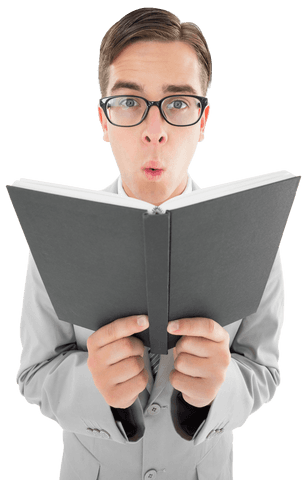 Surprised Author Reading Transparent Book Cover Image - Download Free Stock Videos Pikwizard.com