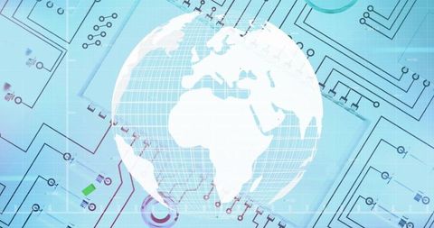 Digital Globe Overlay with Circuit Board Elements - Download Free Stock Images Pikwizard.com