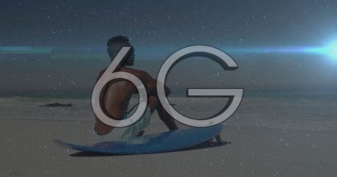 Tranquil ocean view with 6g technology concept