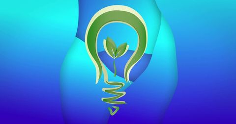 Eco-friendly technology concept with leaf bulb design