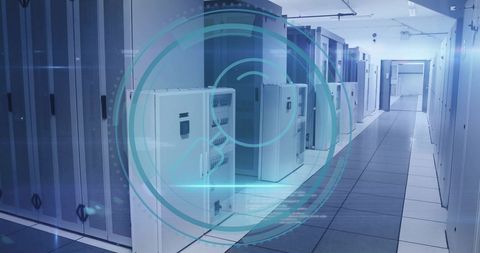 Futuristic Data Center with Cybersecurity Overlay - Download Free Stock Images Pikwizard.com