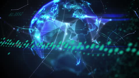 Futuristic Digital Network Connections Around the Globe