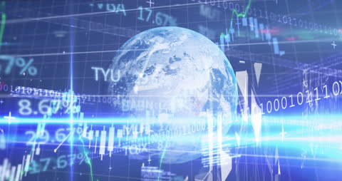 Digital Globe with Financial Data Tracking Growth Trends