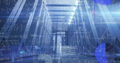Digital Mathematical Overlay in Modern Server Room - Download Free Stock Images Pikwizard.com