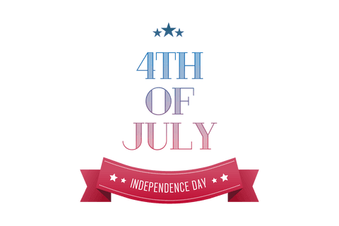 Transparent Independence Day Celebration Text with Ribbon
