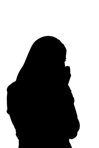 Woman silhouette on transparent background, reflecting emotion