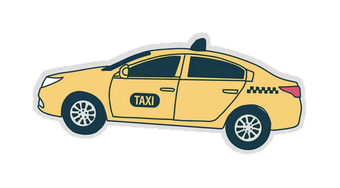 Yellow taxi sedan illustration on transparent background