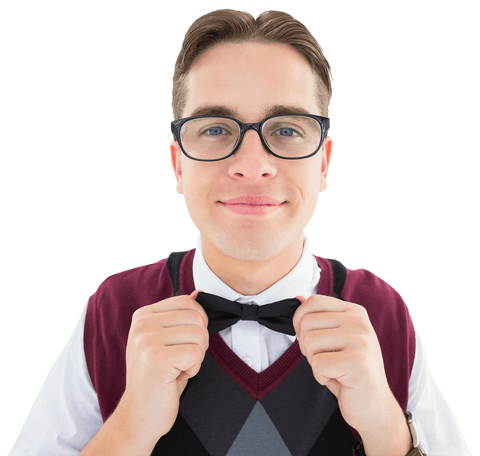 transparent nerdy hipster adjusting bow tie - Download Free Stock Videos Pikwizard.com