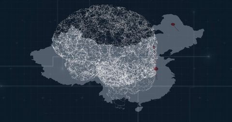 Digital brain networking over usa map