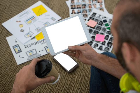 transparent digital tablet usage by casual designer in office - Download Free Stock Videos Pikwizard.com