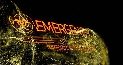 Biohazard emergency alert with digital particles