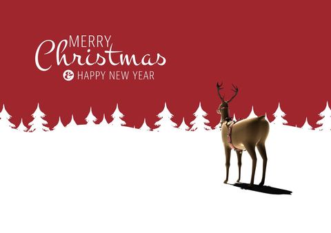 festive reindeer with merry christmas and happy new year text on snowy background - Download Free Stock Templates Pikwizard.com