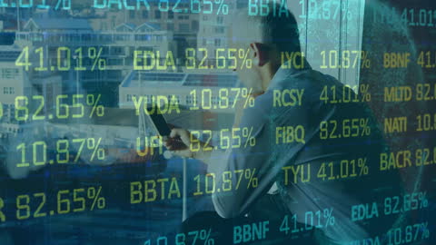 Stock Market Data Reflected on Businessperson Analyzing Smartphone