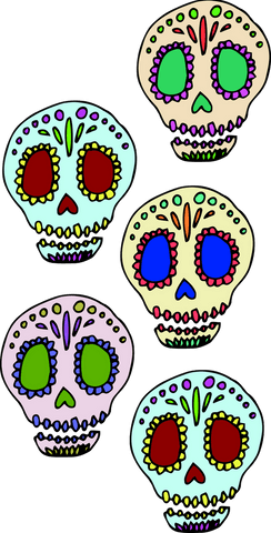 colorful decorated skulls on transparent background for celebrations - Download Free Stock Videos Pikwizard.com