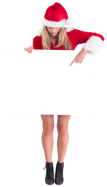 Transparent Santa Girl Holding Blank Sign for Christmas Promotions - Download Free Stock Videos Pikwizard.com