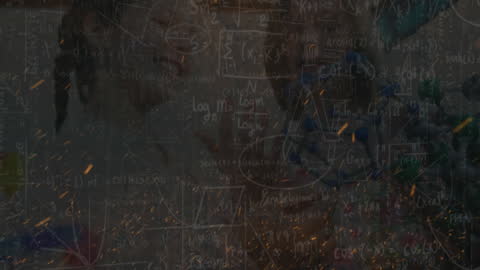 Sparks and Mathematical Equations Overlay Diverse Students Innovating Laboratory
