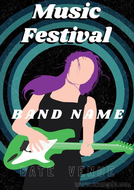 Colorful Electric Guitarist Poster Template for Music Festival - Download Free Stock Templates Pikwizard.com