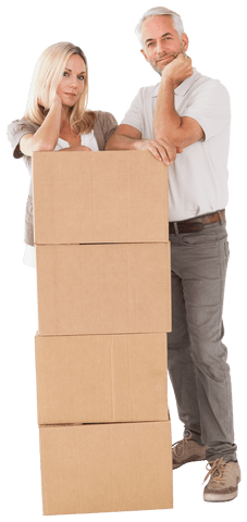 transparent portrait of couple with cargo boxes looking stressed - Download Free Stock Videos Pikwizard.com