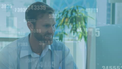 Executive Analyzes Global Data with Digital Interface